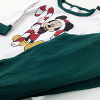 Mickey Mouse Green & White Pyjamas - Boys 0-3 Months