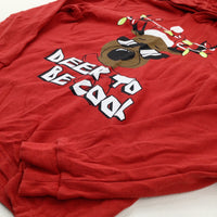 'Deer To Be Cool' Reindeer Red Hoodie - Boys/Girls 12-13 Years