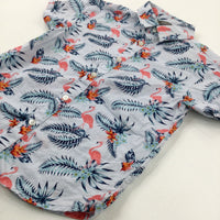 Flamingos Blue Shirt - Boys 4-5 Years