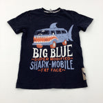 'Big Blue' Shark Campervan Navy T-Shirt - Boys 8-9 Years