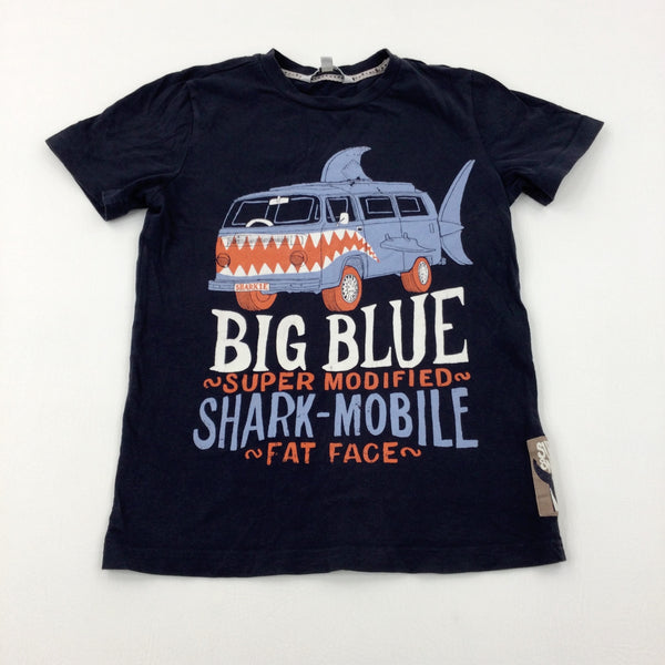 'Big Blue' Shark Campervan Navy T-Shirt - Boys 8-9 Years
