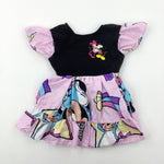 Mickey & Minnie Mouse Appliqued Colourful Pink Dress - Girls 4-5 Years