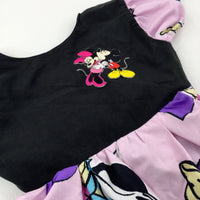 Mickey & Minnie Mouse Appliqued Colourful Pink Dress - Girls 4-5 Years