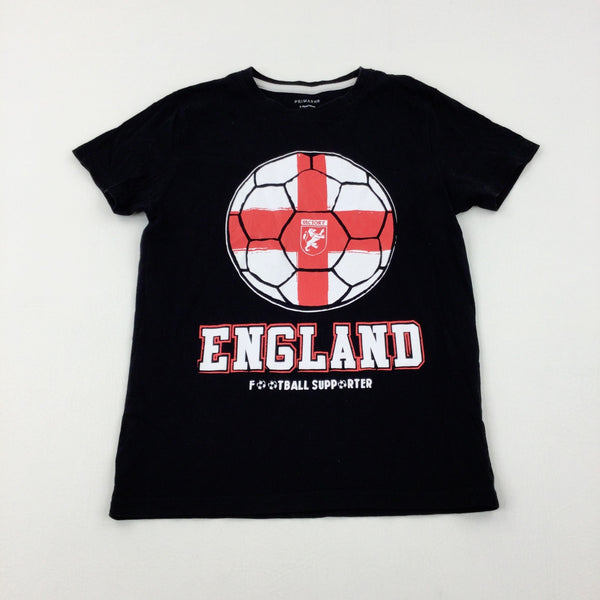 'England' Football Black T-Shirt - Boys 9-10 Years