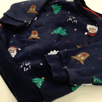 'Ho Ho Ho!' Father Christmas & Reindeer Navy Sweatshirt - Boys/Girls 6-9 Months