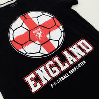 'England' Football Black T-Shirt - Boys 9-10 Years