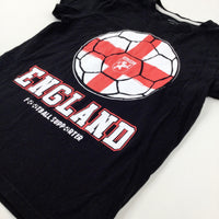 'England' Football Black T-Shirt - Boys 9-10 Years