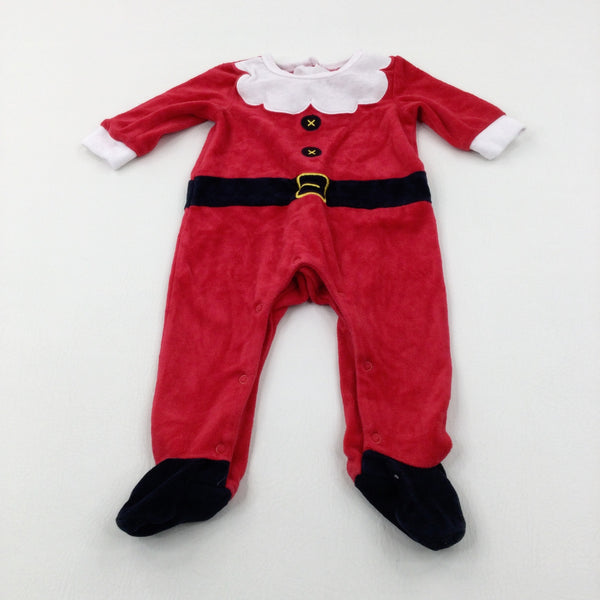 Father Christmas Velour Babygrow - Boys/Girls 6-9 Months