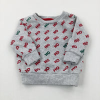 'Ho Ho Ho' Red & Grey Sweatshirt - Boys/Girls 6-9 Months