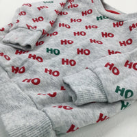 'Ho Ho Ho' Red & Grey Sweatshirt - Boys/Girls 6-9 Months