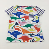 Dinosaurs Colourful White T-Shirt - Boys 9-10 Years