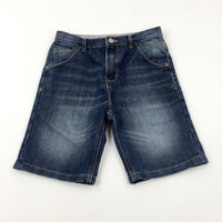 Mid Blue Denim Shorts With Adjustable Waist - Boys 9-10 Years