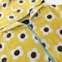 Flowers Yellow Towel Hoodie - Girls 5-6 Years