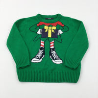 Christmas Elf Green Knitted Jumper - Boys 4-5 Years