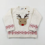 Reindeer Cream Knitted Jumper - Girls 12-18 Months