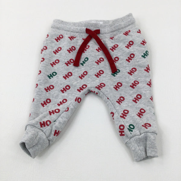 'Ho Ho Ho' Red & Grey Joggers - Boys 6-9 Months