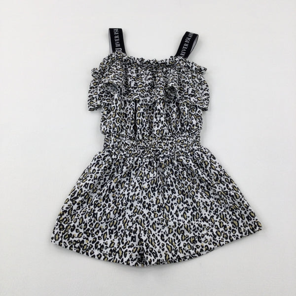 'River Island' Animal Print White Playsuit - Girls 5-6 Years