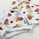 'Rudolf And His Big Red Nose' Reindeer White Long Sleeve Bodysuit - Boys/Girls 3-6 Months