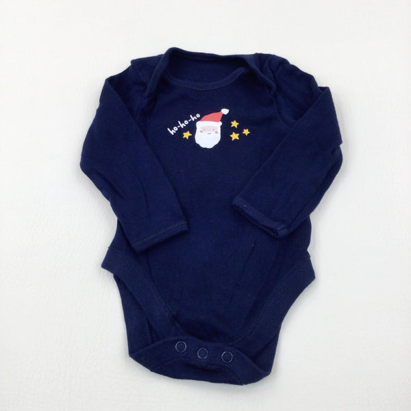 Ho Ho Ho' Father Christmas Navy Long Sleeve Bodysuit - Boys/Girls 3-6 Months