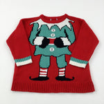 Christmas Elf Red Knitted Jumper - Boys/Girls 11-12 Years