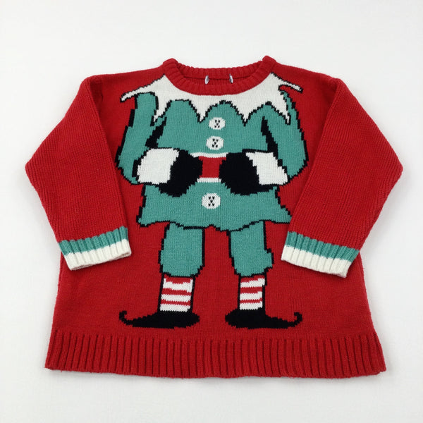 Christmas Elf Red Knitted Jumper - Boys/Girls 11-12 Years