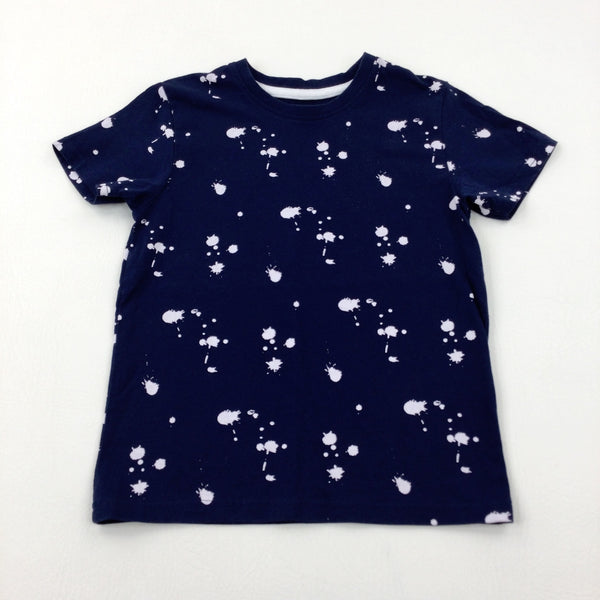 Paint Splatter Navy Cotton T-Shirt - Boys 4-5 Years