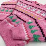 'Merry & Cute' Snowmen Patterned Pink Knitted Jumper - Girls 10-11 Years