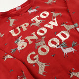 'Up To Snow Good' Sequin Flip Reindeer Red Sweatshirt - Girls 10-11 Years