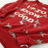 'Up To Snow Good' Sequin Flip Reindeer Red Sweatshirt - Girls 10-11 Years