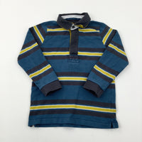 Green & Yellow Striped Rugby Top - Boys 6-7 Years