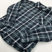 Green & Black Checked Long Sleeve Shirt - Boys 6-7 Years