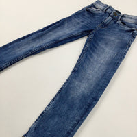 Mid Blue Denim Jeans With Adjustable Waist - Boys 6-7 Years