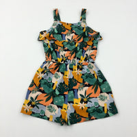 Tropical Flowers Jersey Playsuit - Girls 4-5 Years