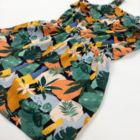 Tropical Flowers Jersey Playsuit - Girls 4-5 Years