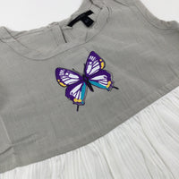 **NEW** Butterfly White Tunic Top - Girls 6-7 Years