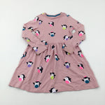 Penguins Pink Dress - Girls 6-7 Years