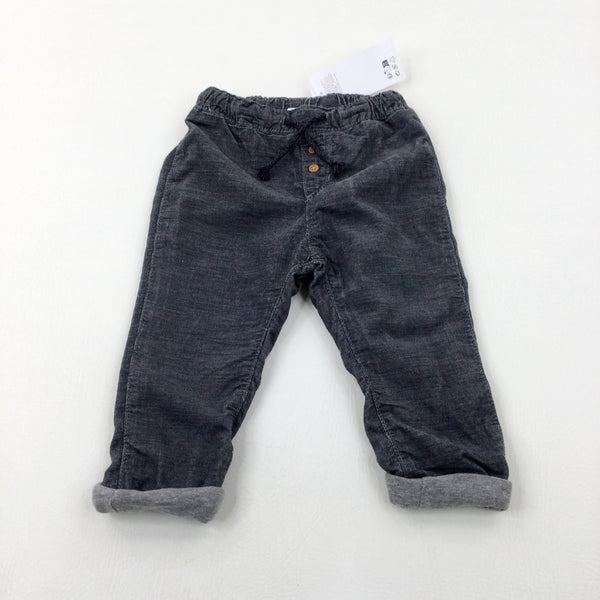 **NEW** Charcoal Grey Lined Cord Trousers - Boys 12-18 Months