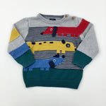 Sausage Dogs Navy Striped Knitted Jumper - Boys 2-3 Years