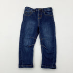 Mid Blue Denim Jeans With Adjustable Waist - Boys 2-3 Years