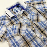 Blue & Beige Checked Short Sleeve Shirt - Boys 12-18 Months