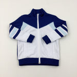 Blue & White Zip Through Sports Jumper - Boys 5-6 Years