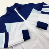 Blue & White Zip Through Sports Jumper - Boys 5-6 Years