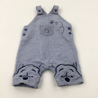 'Hunny' Winnie The Pooh Appliqued Blue Jersey Dungarees - Boys 12-18 Months