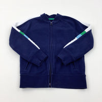 'Gap' Navy & White Zip Through Jumper - Boys 5-6 Years