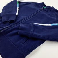 'Gap' Navy & White Zip Through Jumper - Boys 5-6 Years