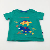 'Dino Friends' Dinosaurs Appliqued Green T-Shirt - Boys 12-18 Months