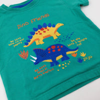 'Dino Friends' Dinosaurs Appliqued Green T-Shirt - Boys 12-18 Months