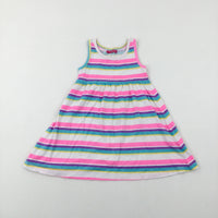 Colourful Striped White Dress - Girls 2-3 Years