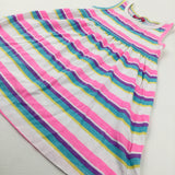 Colourful Striped White Dress - Girls 2-3 Years