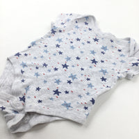 Stars Blue & Grey Short Sleeve Bodysuit - Boys 12-18 Months